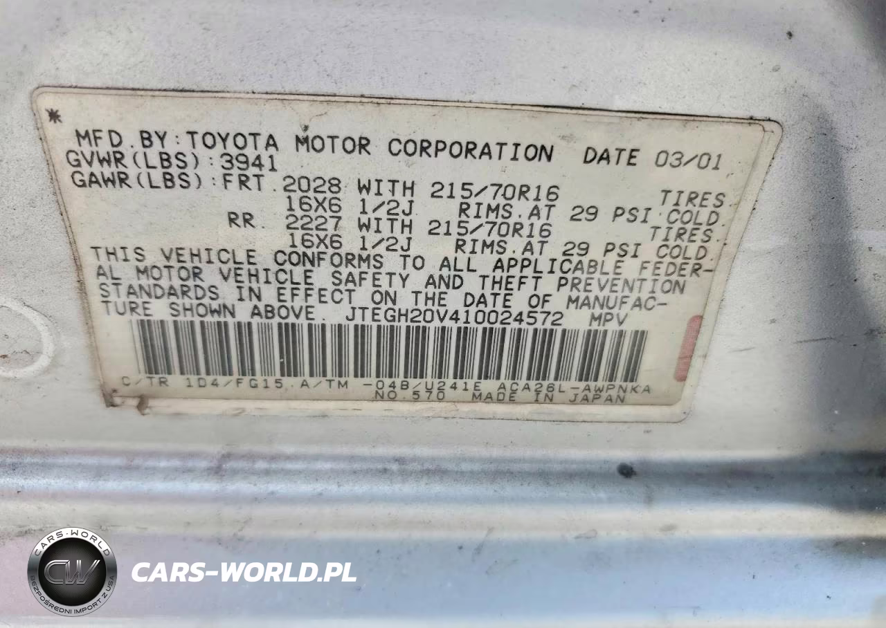 2001 Toyota Rav4 Base VIN:JTEGH20V410024572 - 14