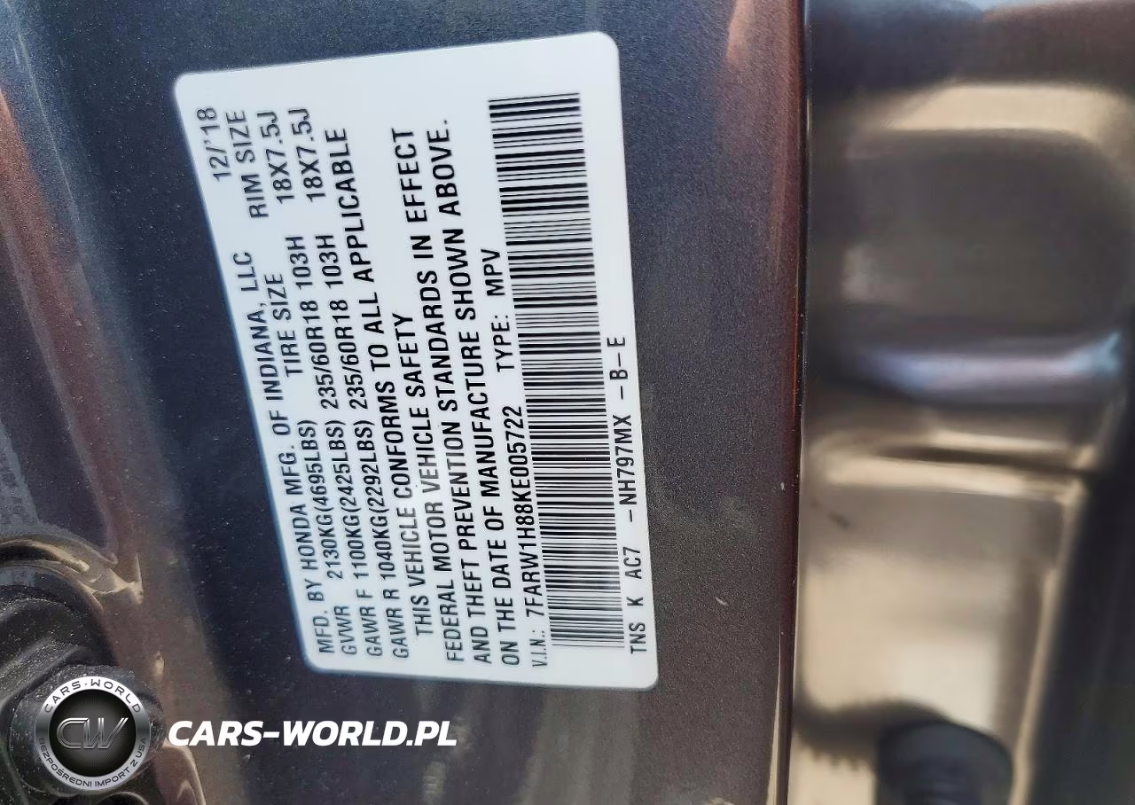2019 Honda Cr-V Exl VIN:7FARW1H88KE005722 - 13