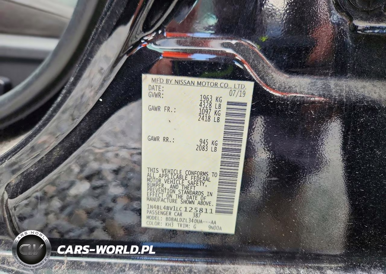 2020 Nissan Altima S VIN:1N4BL4BV1LC125811 - 12