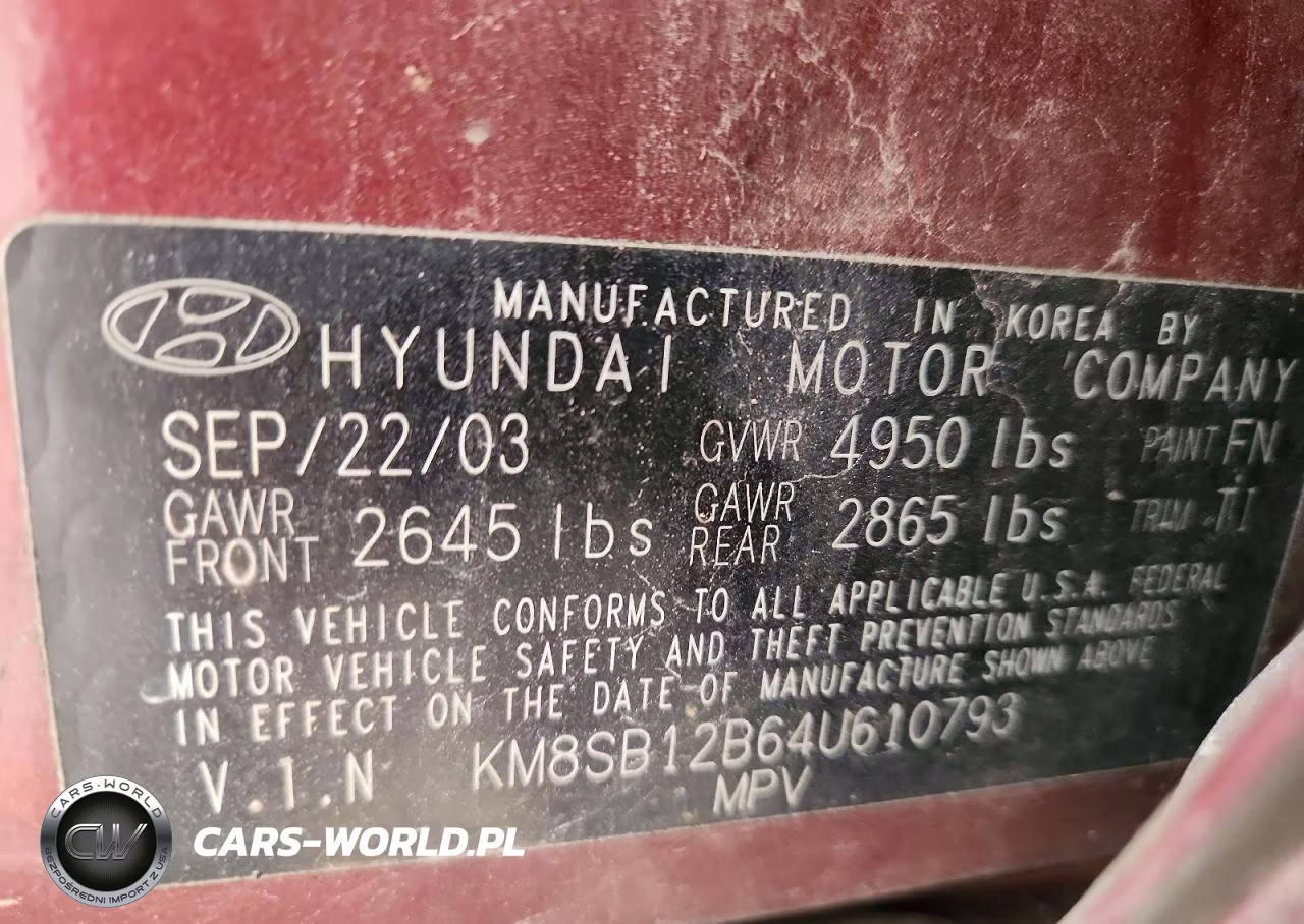 2004 Hyundai Santa Fe Gl VIN:KM8SB12B64U610793 - 13