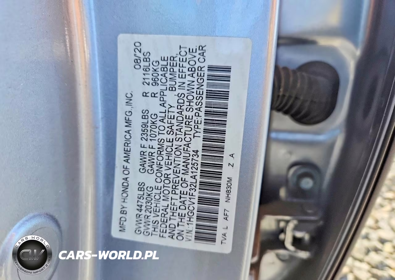 2020 Honda Accord Sport VIN:1HGCV1F32LA125734 - 13