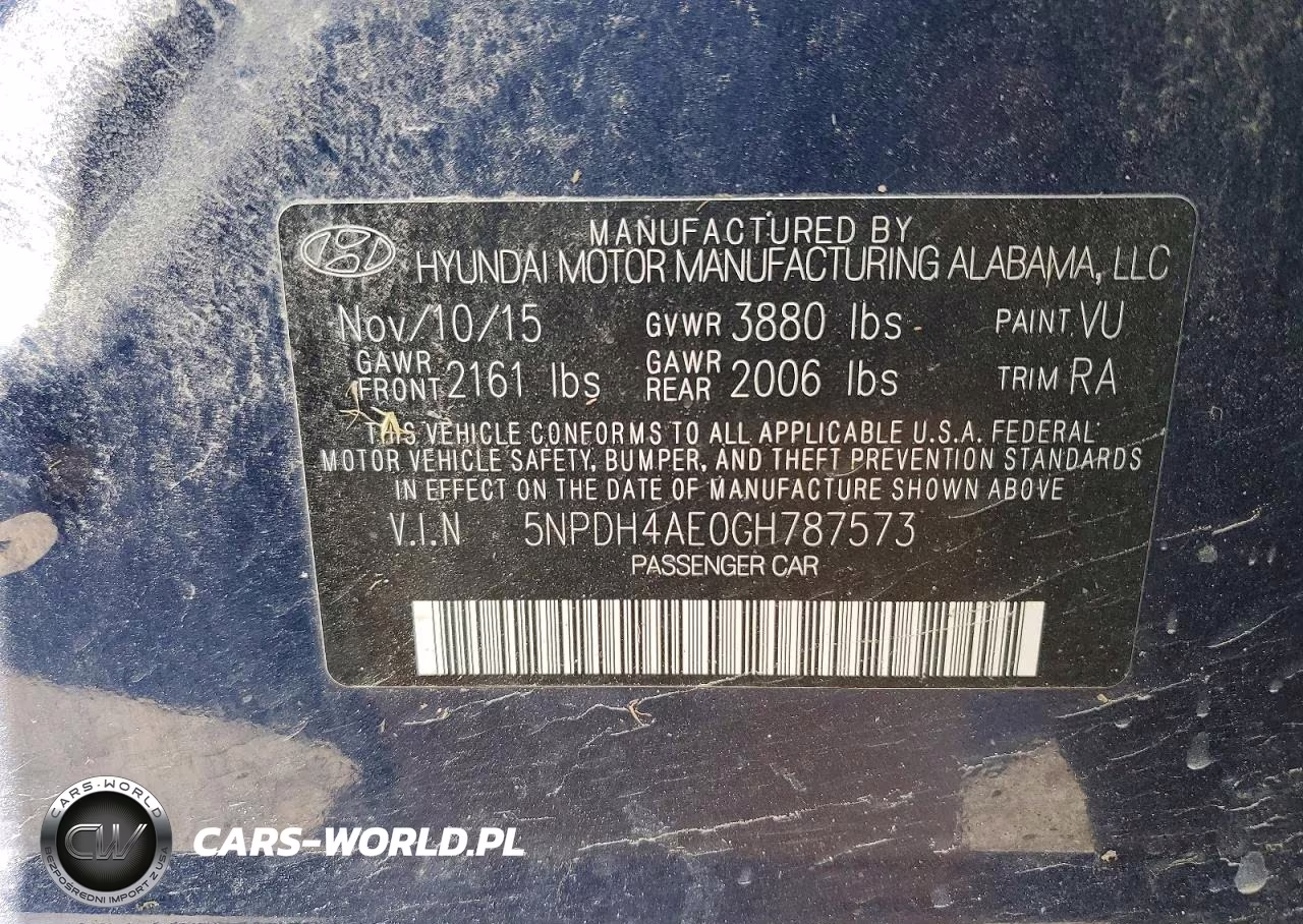 2016 Hyundai Elantra Se VIN:5NPDH4AE0GH787573 - 12
