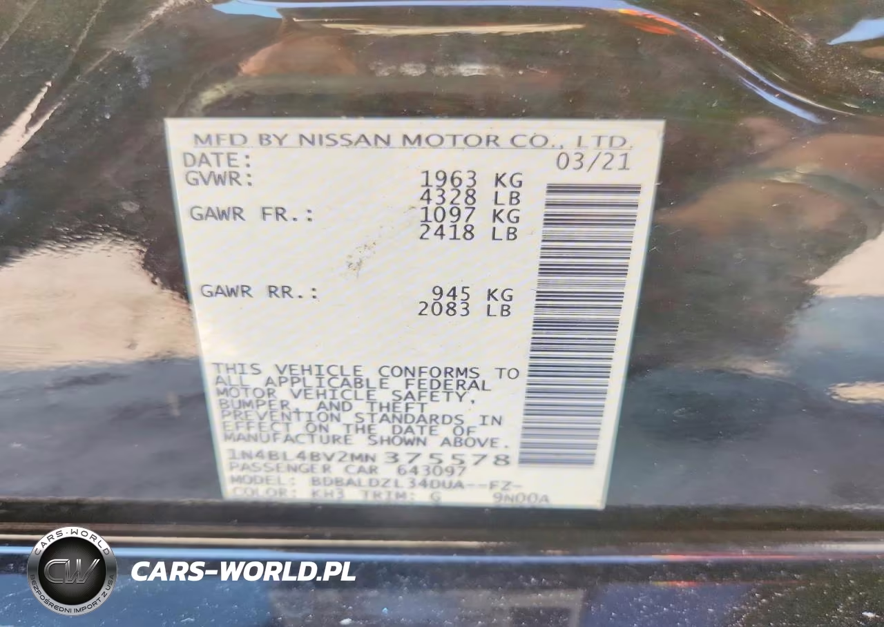 2021 Nissan Altima S VIN:1N4BL4BV2MN375578 - 12
