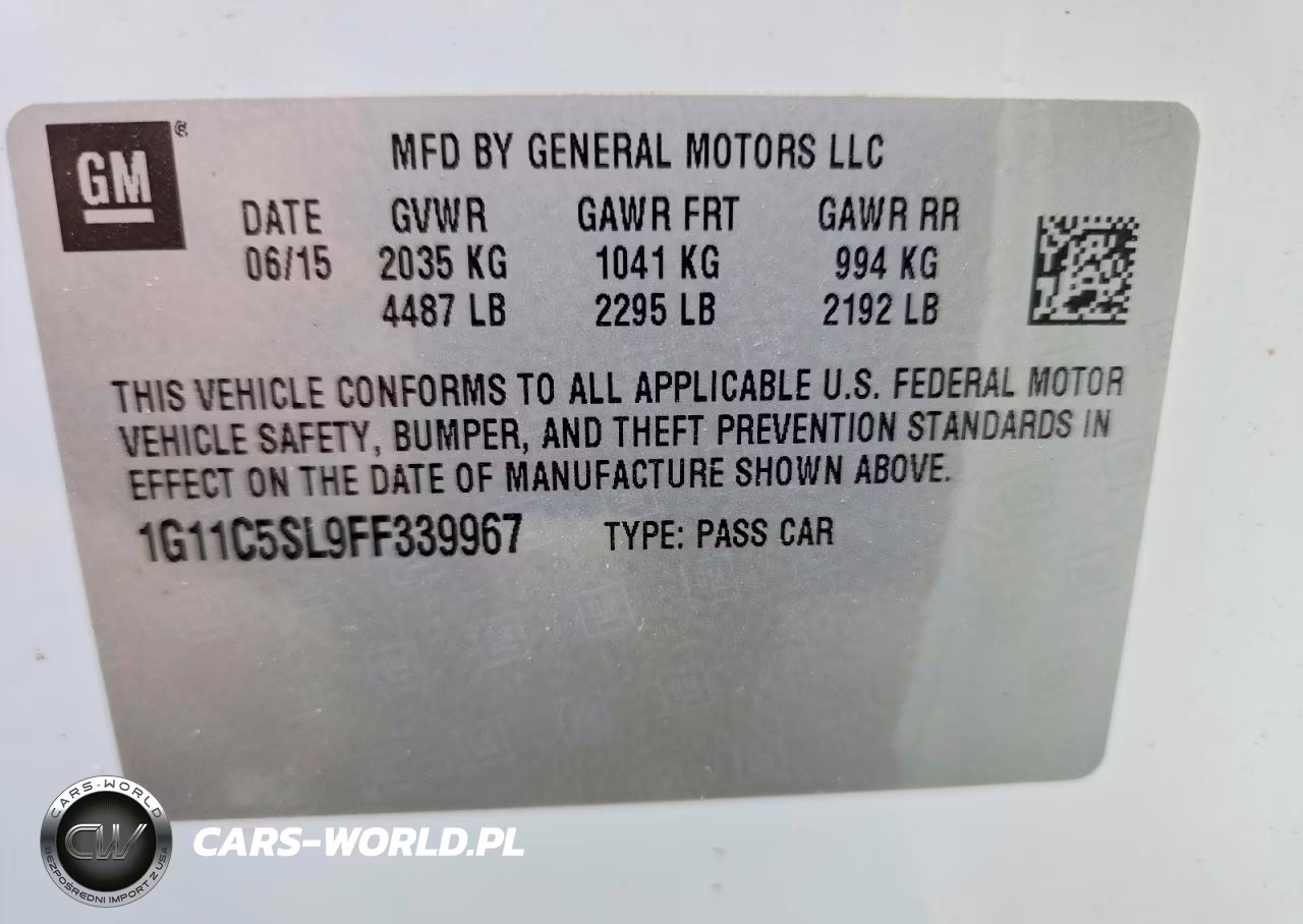 2015 Chevrolet Malibu 1Lt VIN:1G11C5SL9FF339967 - 12