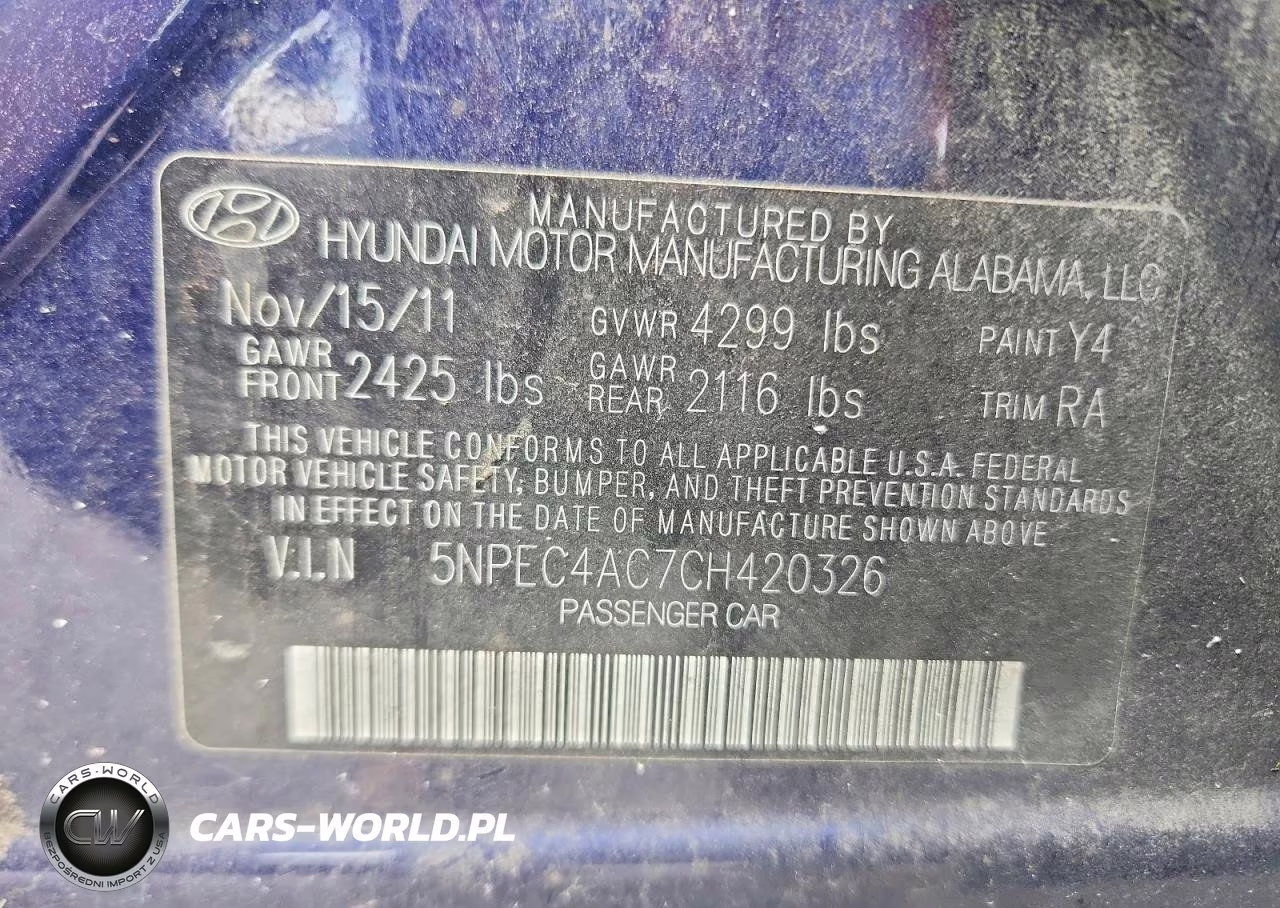2012 Hyundai Sonata VIN:5NPEC4AC7CH420326 - 13