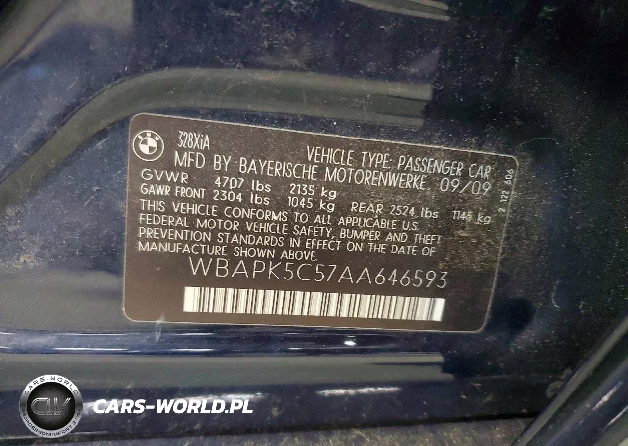 2010 BMW 328 Xi Sulev VIN:WBAPK5C57AA646593 - 12