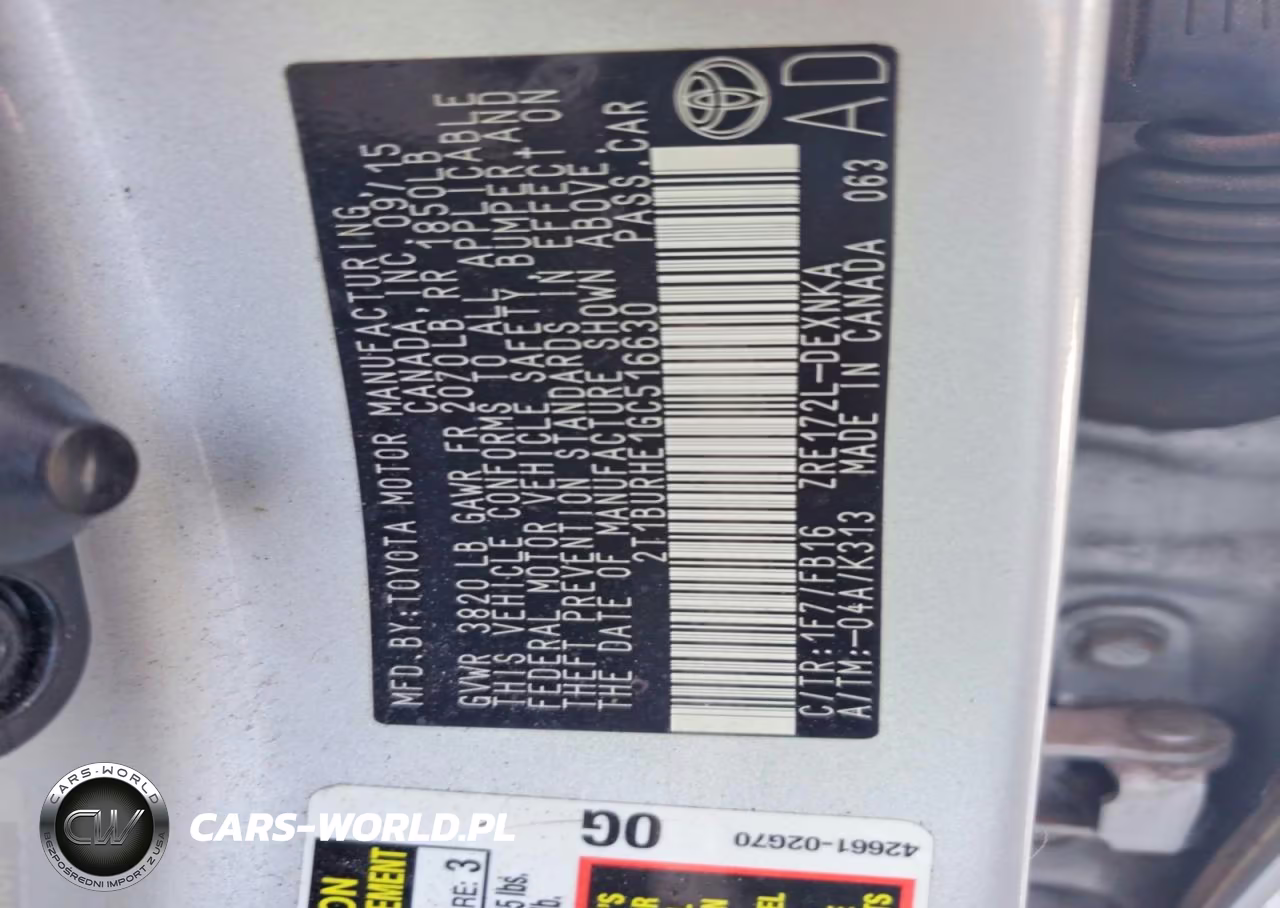2016 Toyota Corolla Le VIN:2T1BURHE1GC516630 - 12