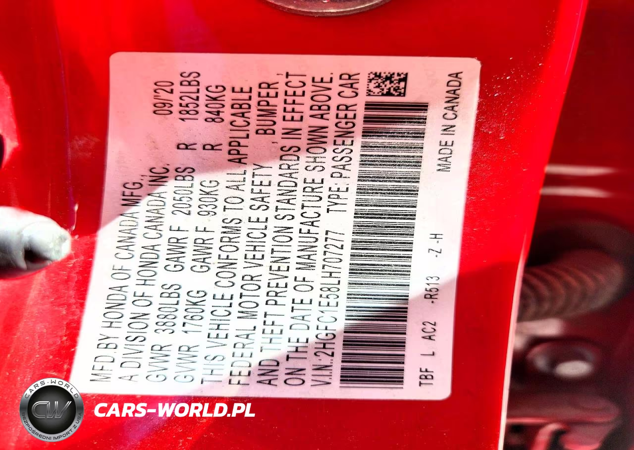2020 Honda Civic Si VIN:2HGFC1E58LH707277 - 12