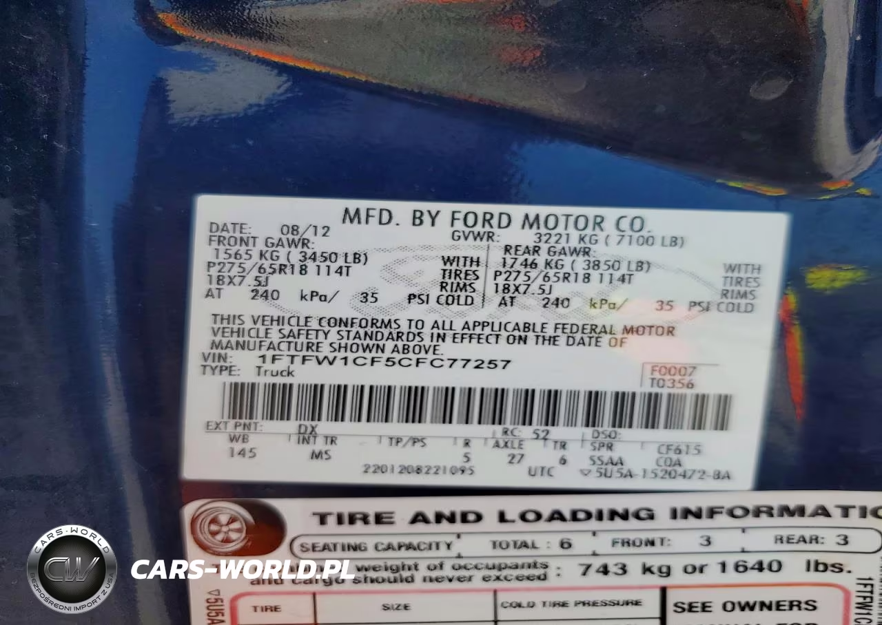 2012 Ford F150 Supercrew VIN:1FTFW1CF5CFC77257 - 12