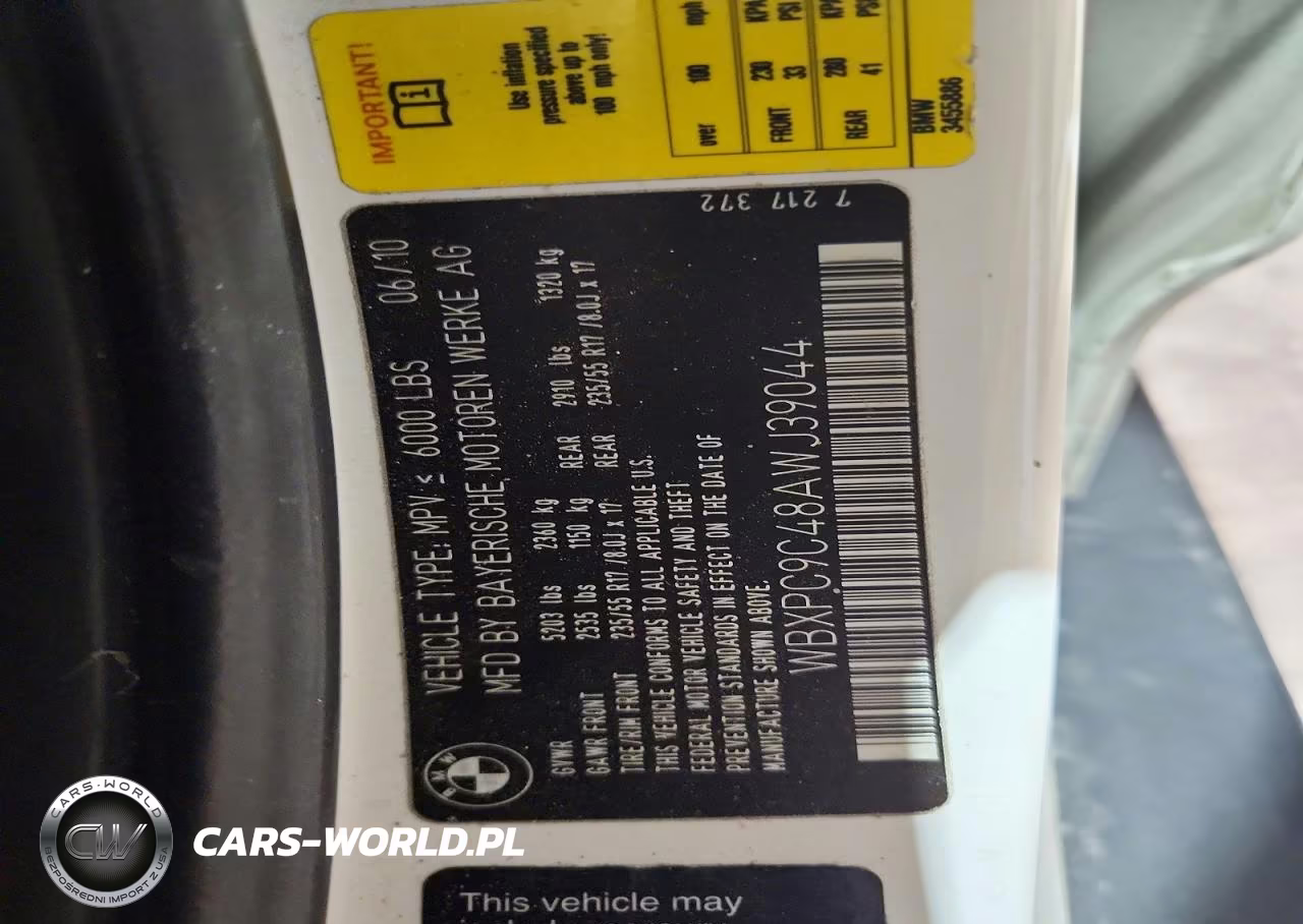 2010 BMW X3 xDrive30I VIN:WBXPC9C48AWJ39044 - 13