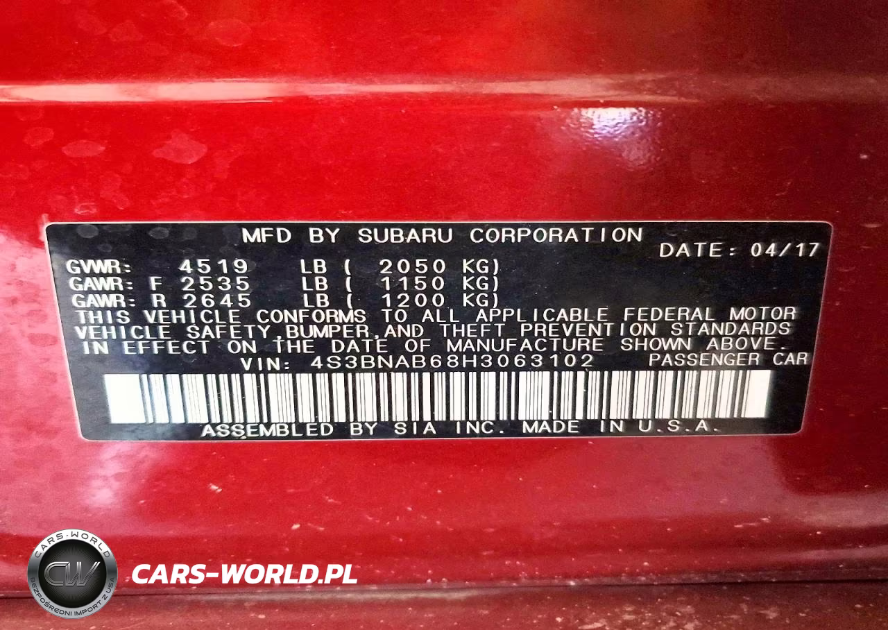 2017 Subaru Legacy 2.5I VIN:4S3BNAB68H3063102 - 12