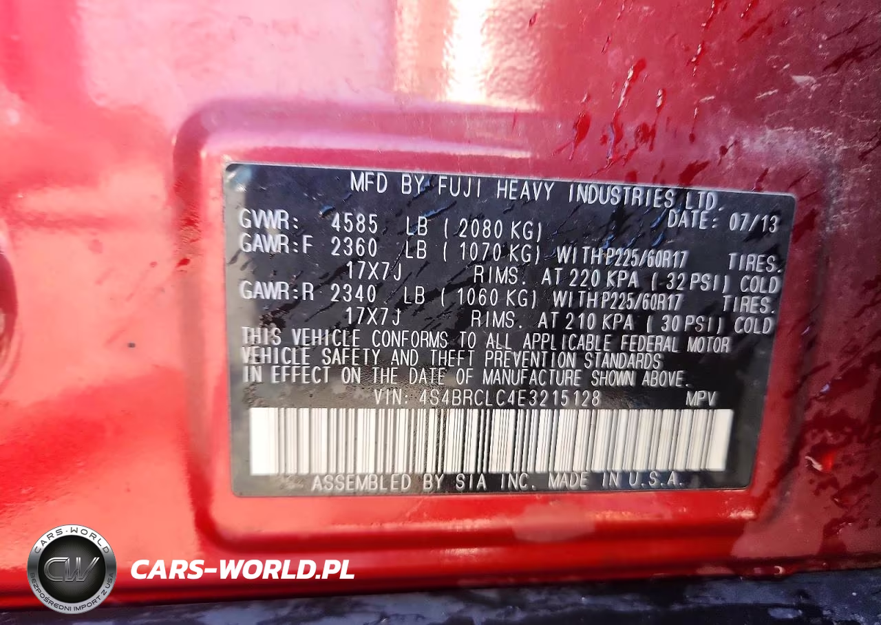 2014 Subaru Outback 2.5I Limited VIN:4S4BRCLC4E3215128 - 13