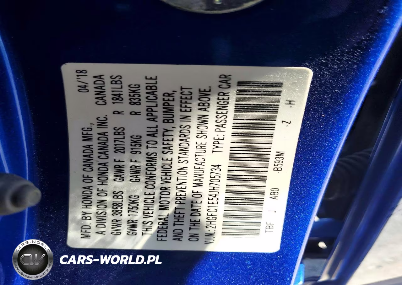 2018 Honda Civic Si VIN:2HGFC1E54JH705734 - 12