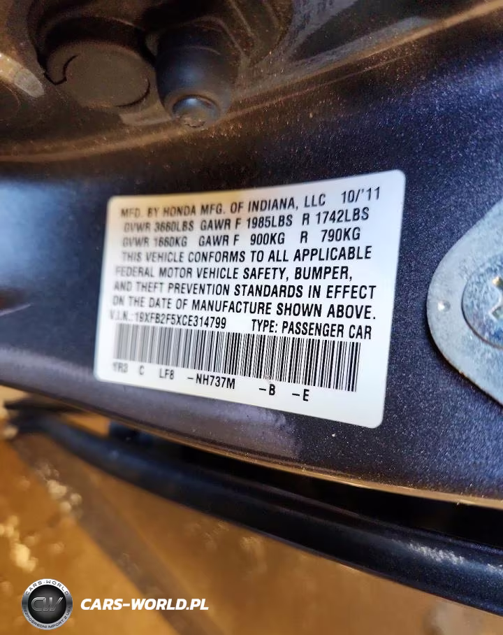 2012 Honda Civic Lx VIN:19XFB2F5XCE314799 - 13