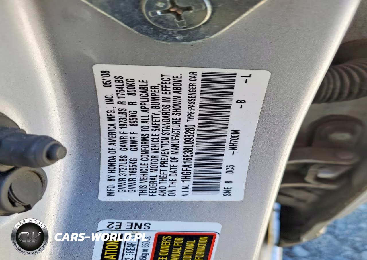 2008 Honda Civic Ex VIN:1HGFA16838L093280 - 12