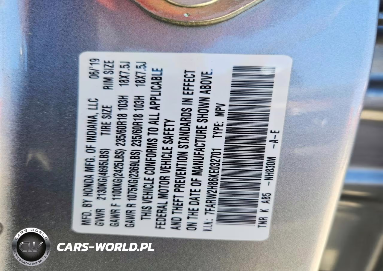 2019 Honda Cr-V Exl VIN:7FARW2H86KE032701 - 13