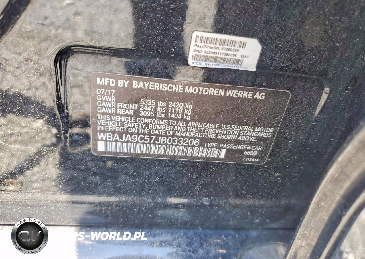 2018 BMW 530E VIN:WBAJA9C57JB033206 - 12