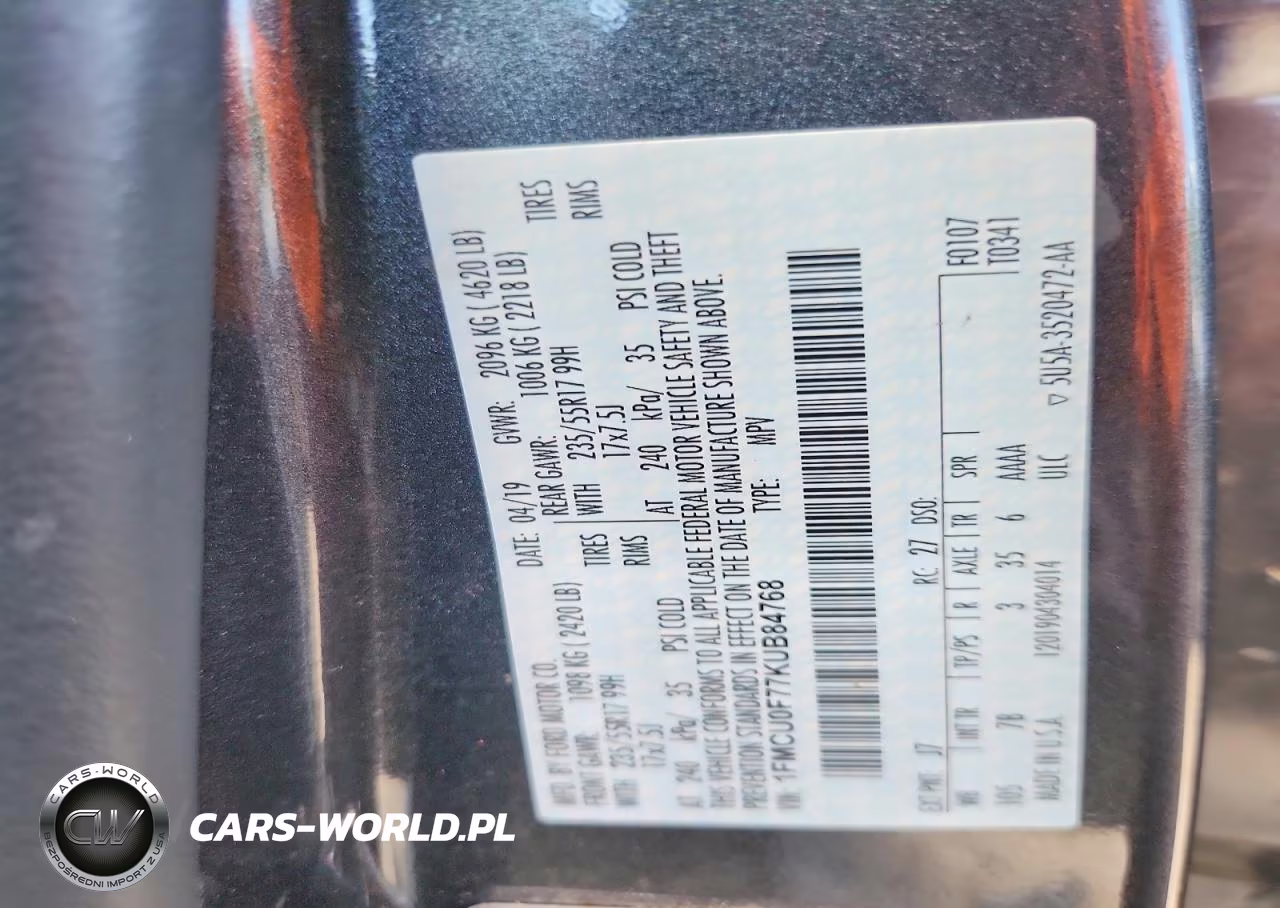 2019 Ford Escape S VIN:1FMCU0F77KUB84768 - 13