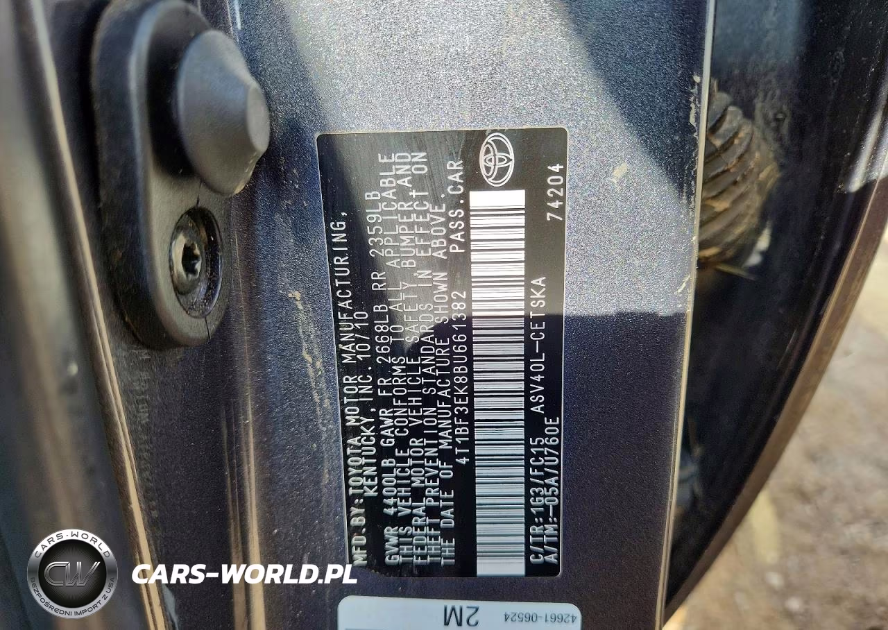 2011 Toyota Camry Se VIN:4T1BF3EK8BU661382 - 12
