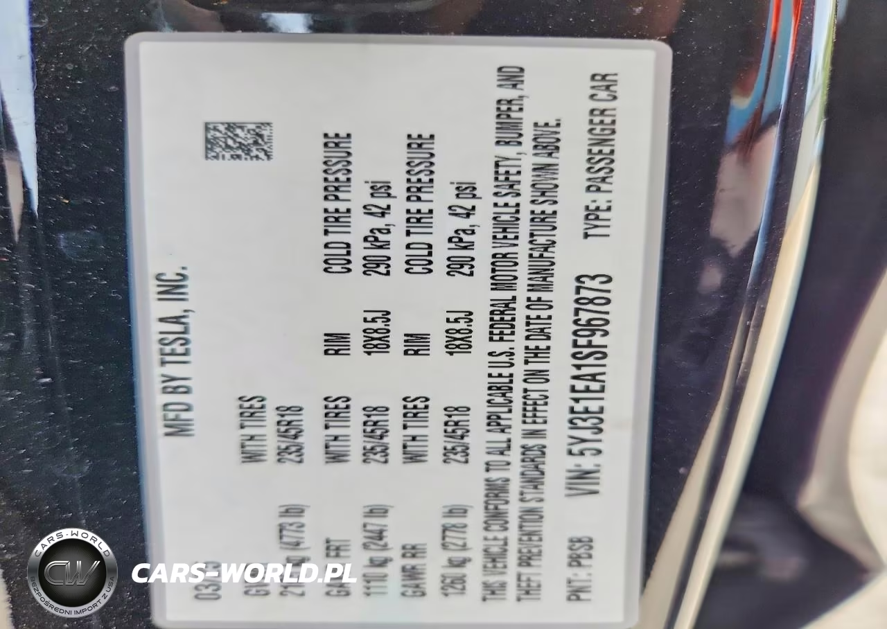 2025 Tesla Model 3 VIN:5YJ3E1EA1SF967873 - 12