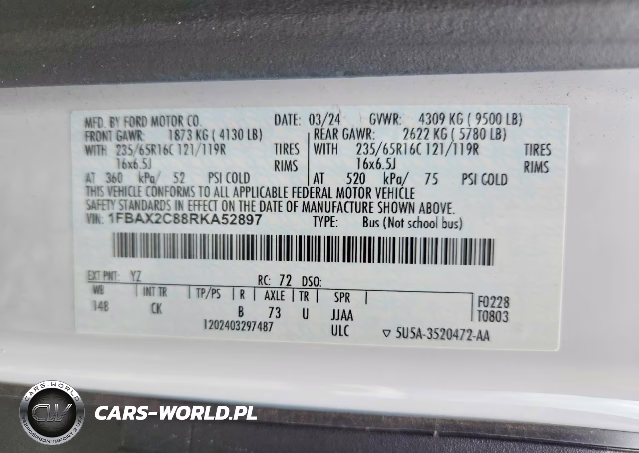 2024 Ford Transit T-350 VIN:1FBAX2C88RKA52897 - 13