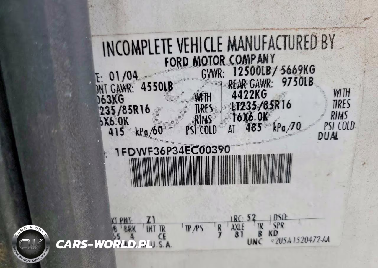 2004 Ford F350 Super Duty VIN:1FDWF36P34EC00390 - 12