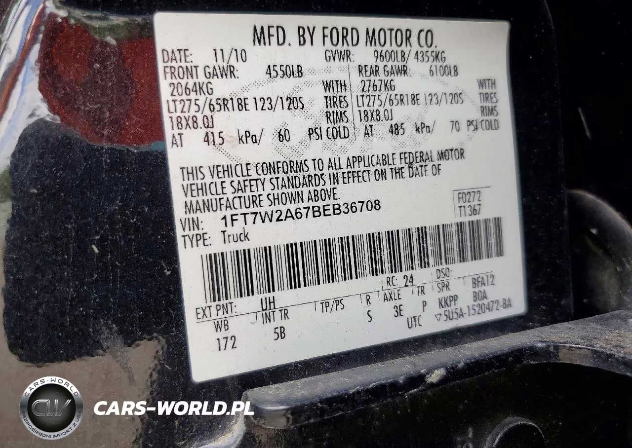 2011 Ford F250 Super Duty VIN:1FT7W2A67BEB36708 - 12