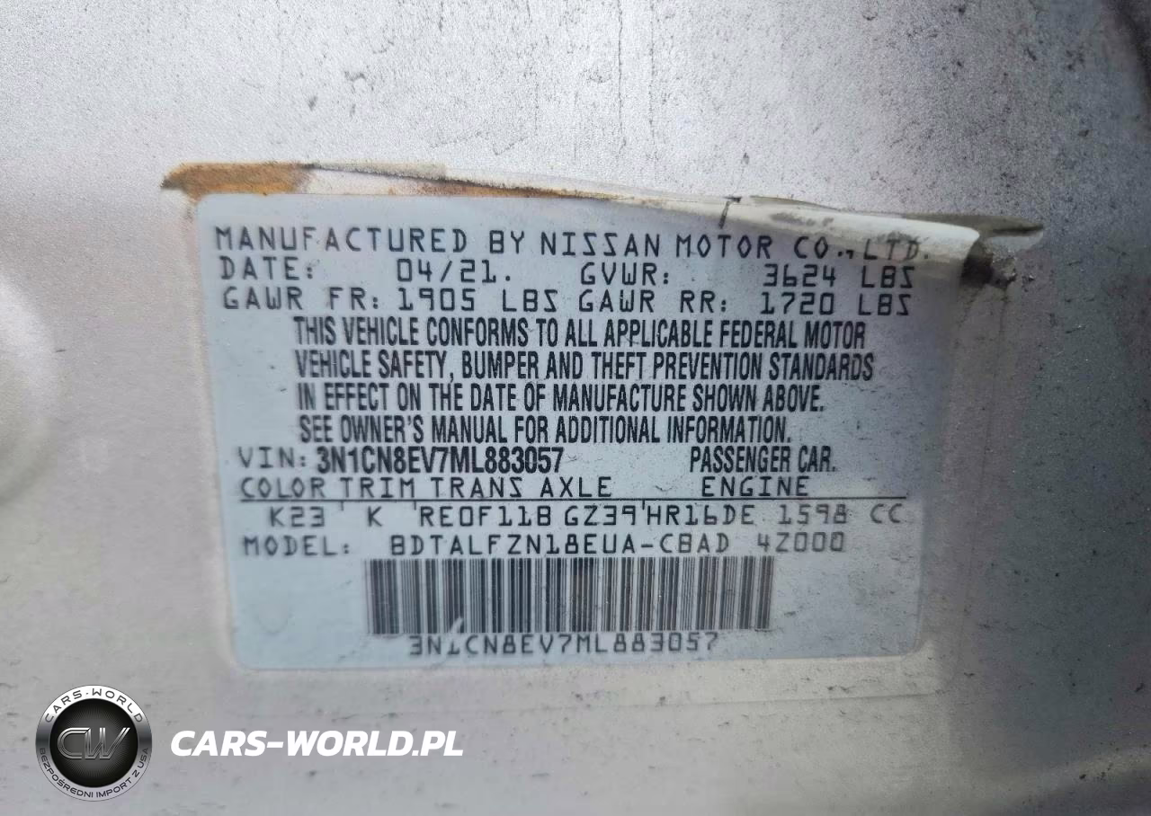 2021 Nissan Versa Sv VIN:3N1CN8EV7ML883057 - 13