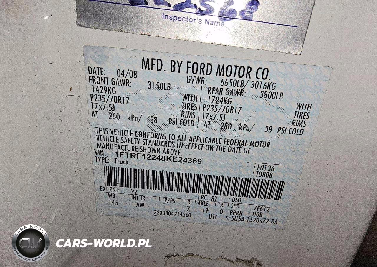2008 Ford F150 VIN:1FTRF12248KE24369 - 12
