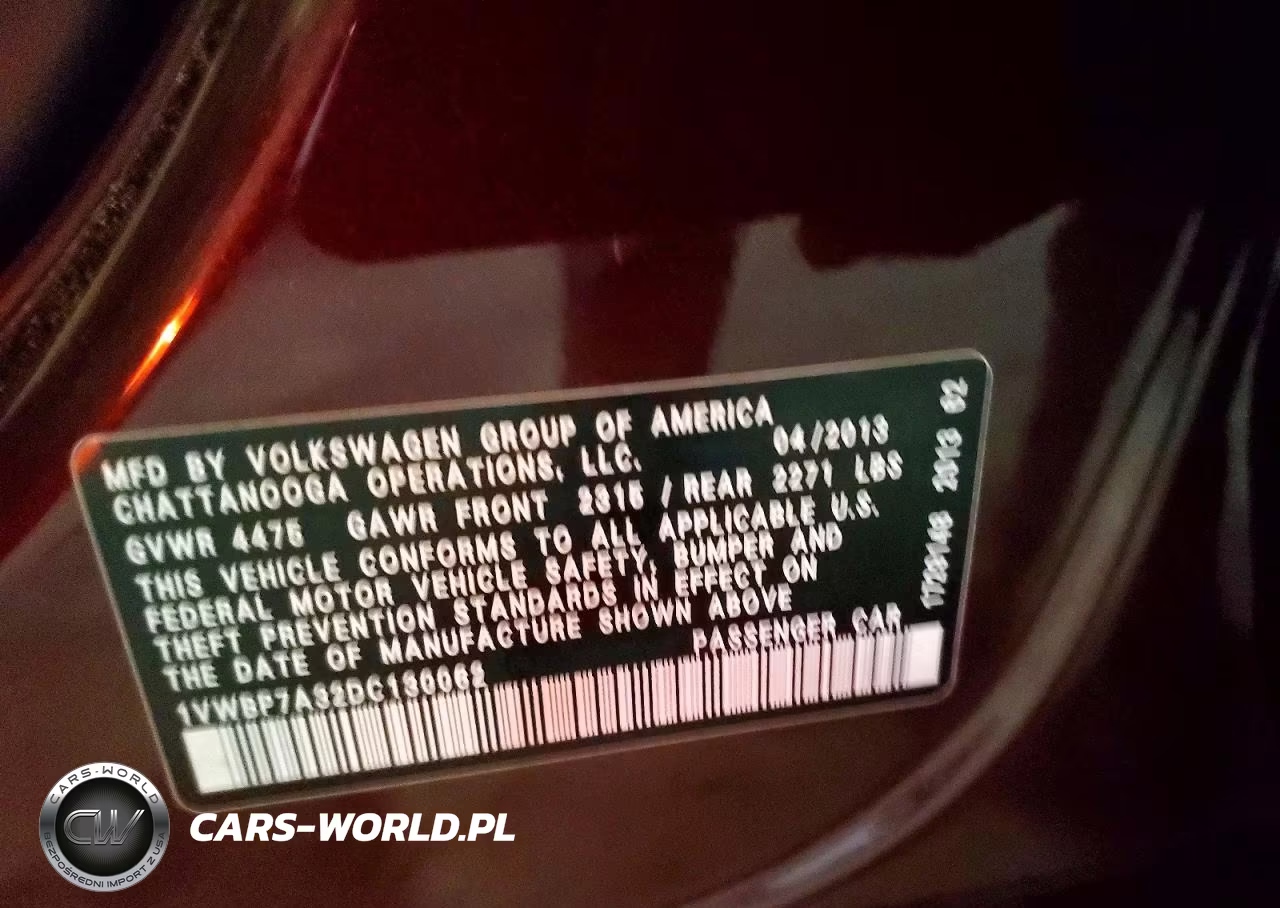 2013 Volkswagen Passat Se VIN:1VWBP7A32DC130062 - 12