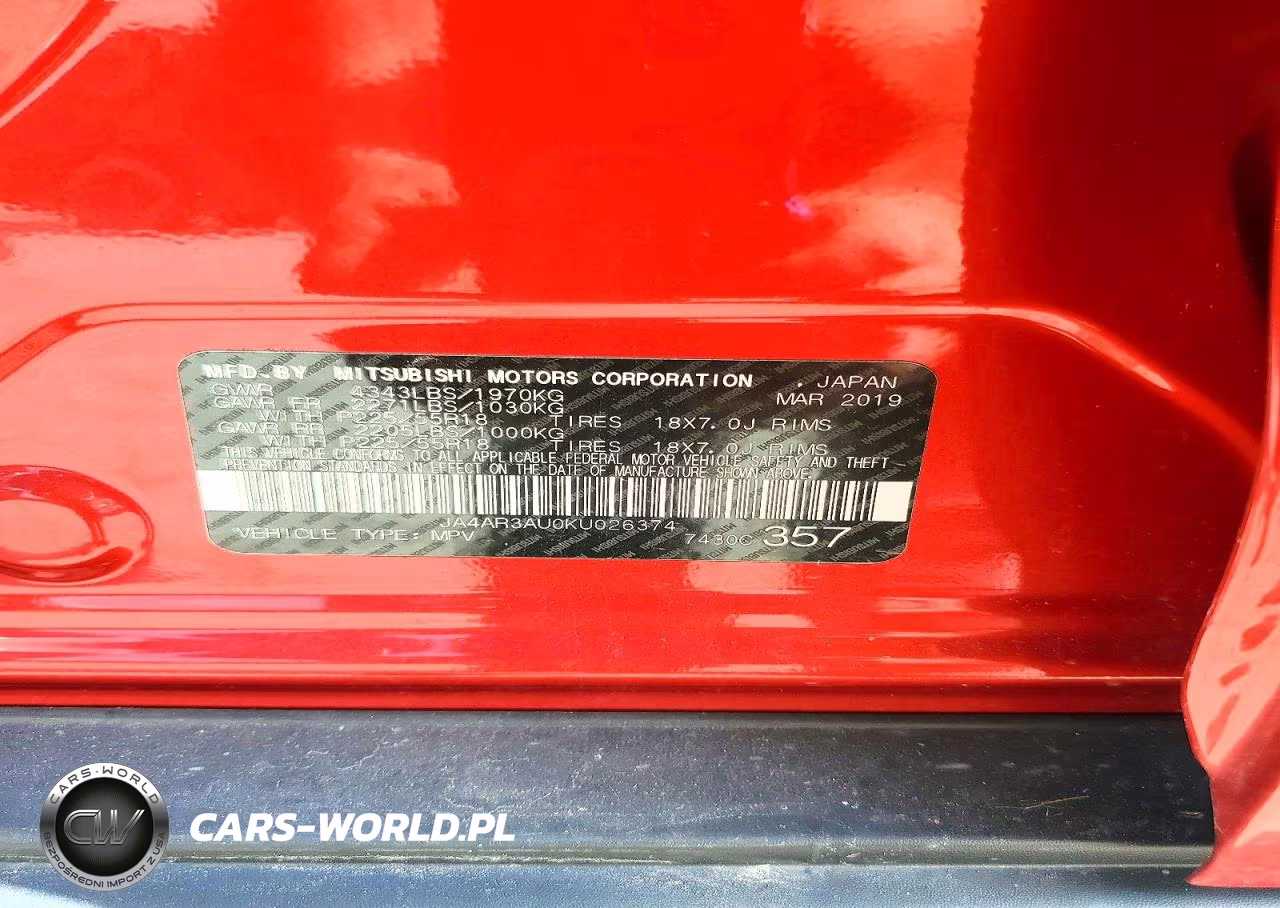 2019 Mitsubishi Outlander Sport Es VIN:JA4AR3AU0KU026374 - 13