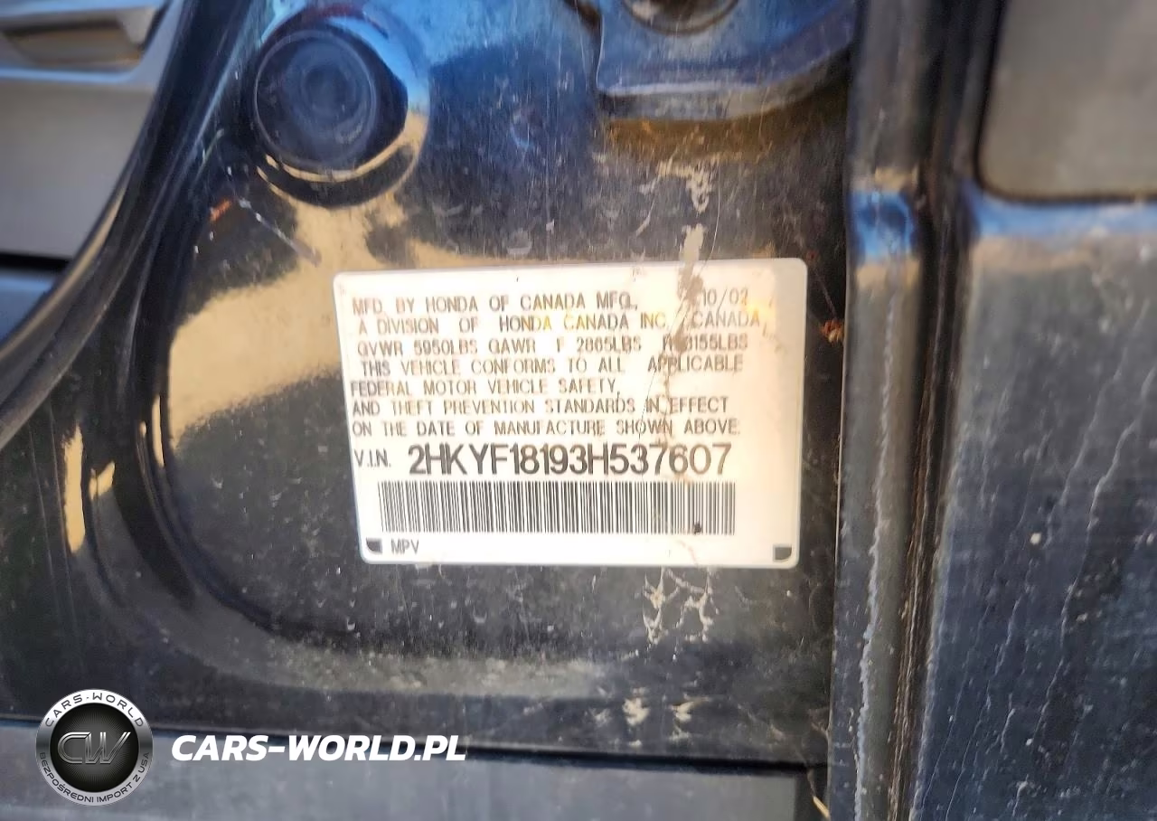 2003 Honda Pilot Lx VIN:2HKYF18193H537607 - 12
