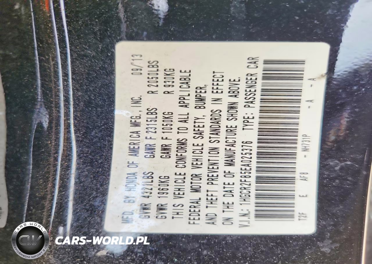 2014 Honda Accord Exl VIN:1HGCR2F85EA025376 - 12
