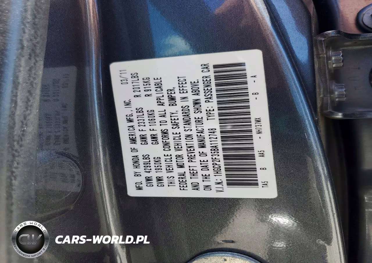 2011 Honda Accord Lx VIN:1HGCP2F35BA112748 - 12