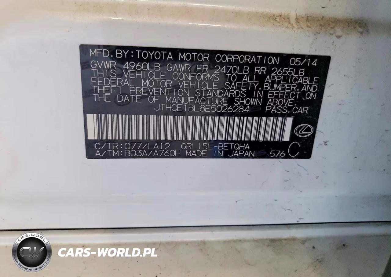 2014 Lexus Gs 350 VIN:JTHCE1BL8E5026284 - 12