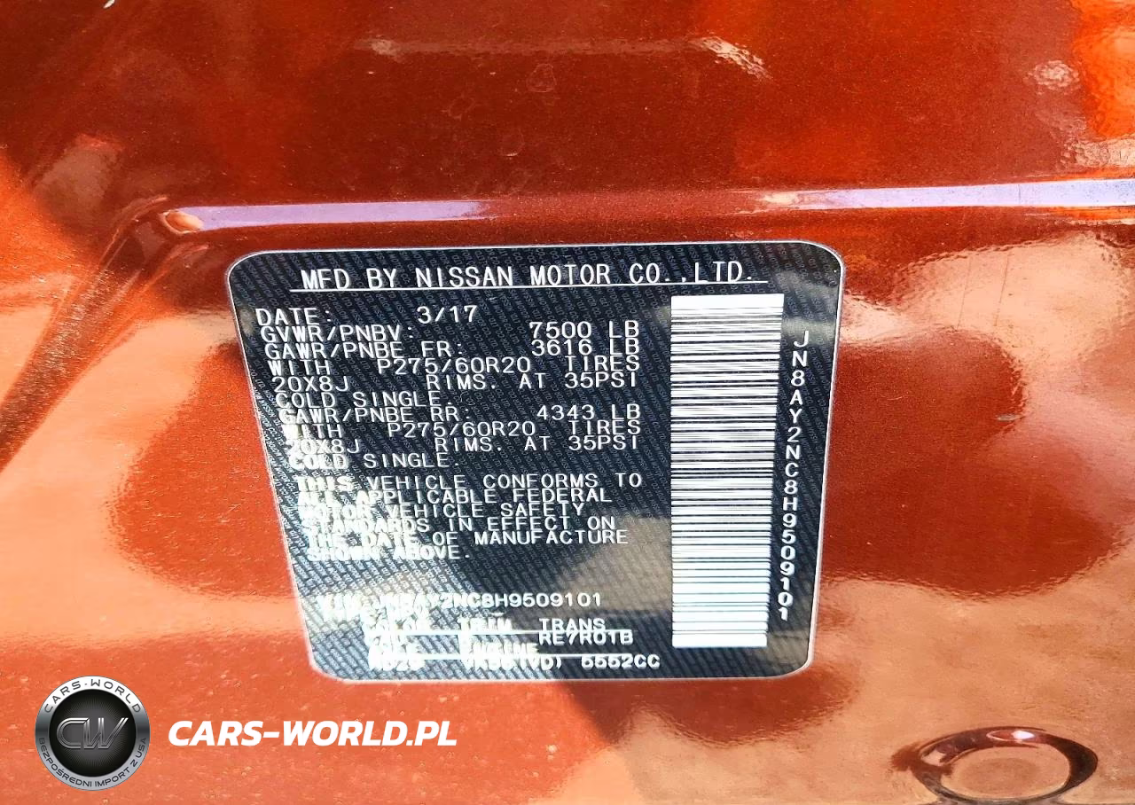 2017 Nissan Armada Platinum VIN:JN8AY2NC8H9509101 - 13