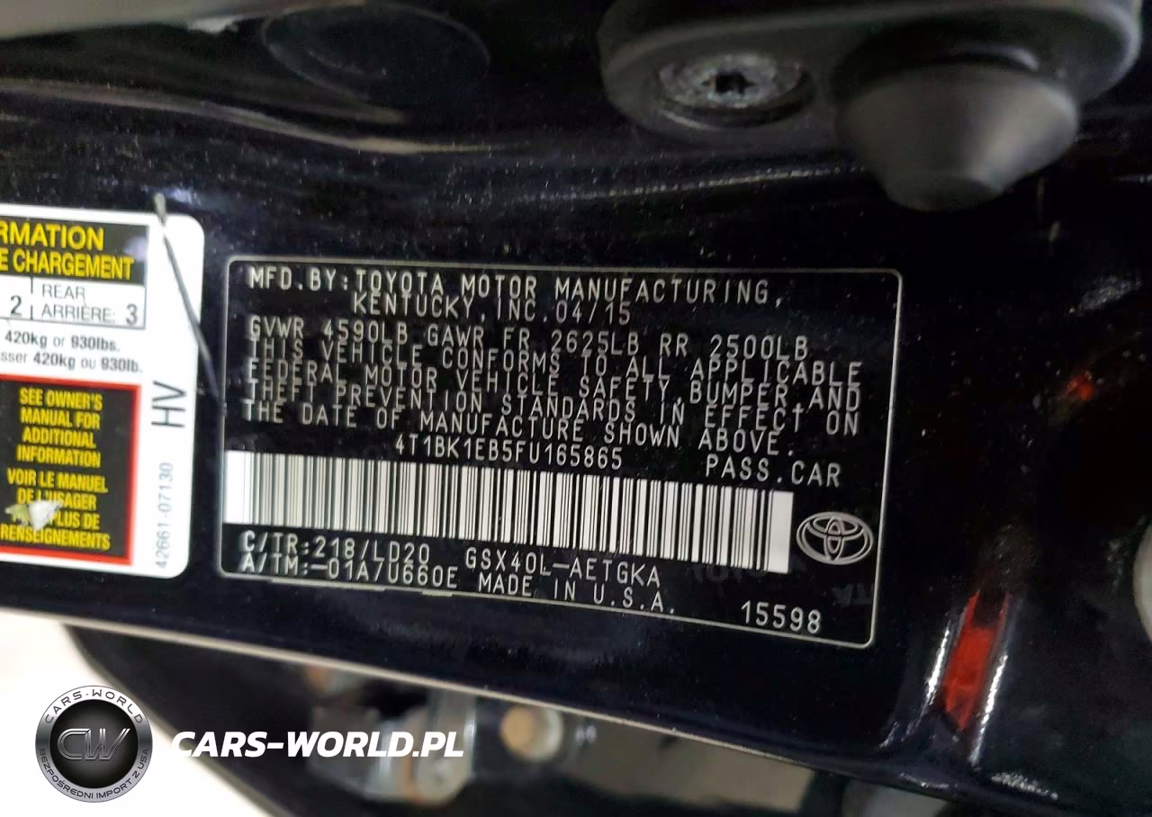2015 Toyota Avalon Xle VIN:4T1BK1EB5FU165865 - 12