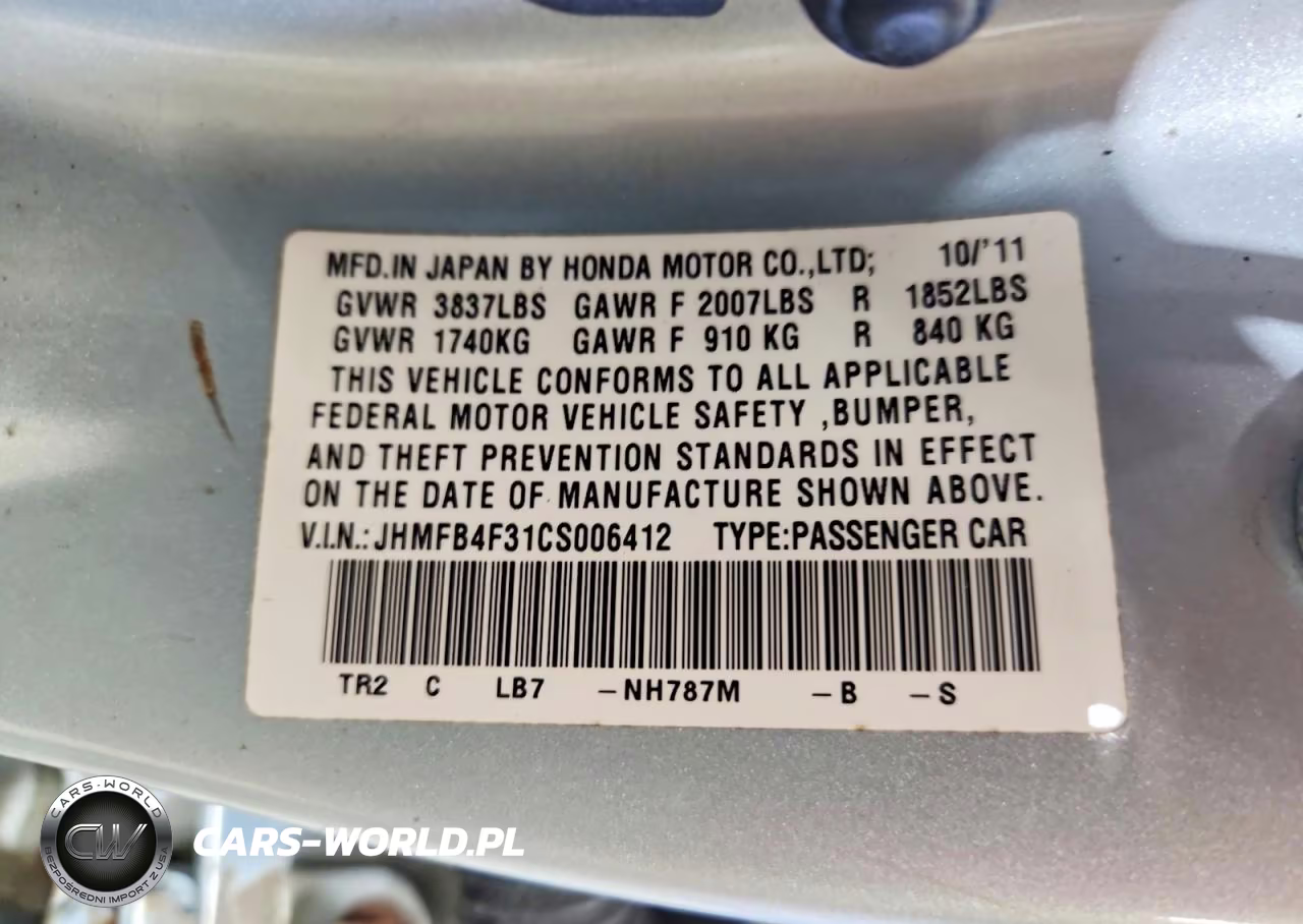 2012 Honda Civic Hybrid L VIN:JHMFB4F31CS006412 - 12