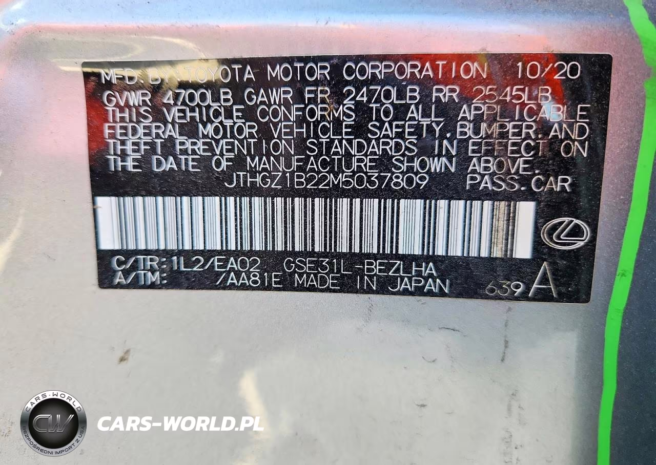 2021 Lexus Is 350 F Sport VIN:JTHGZ1B22M5037809 - 13