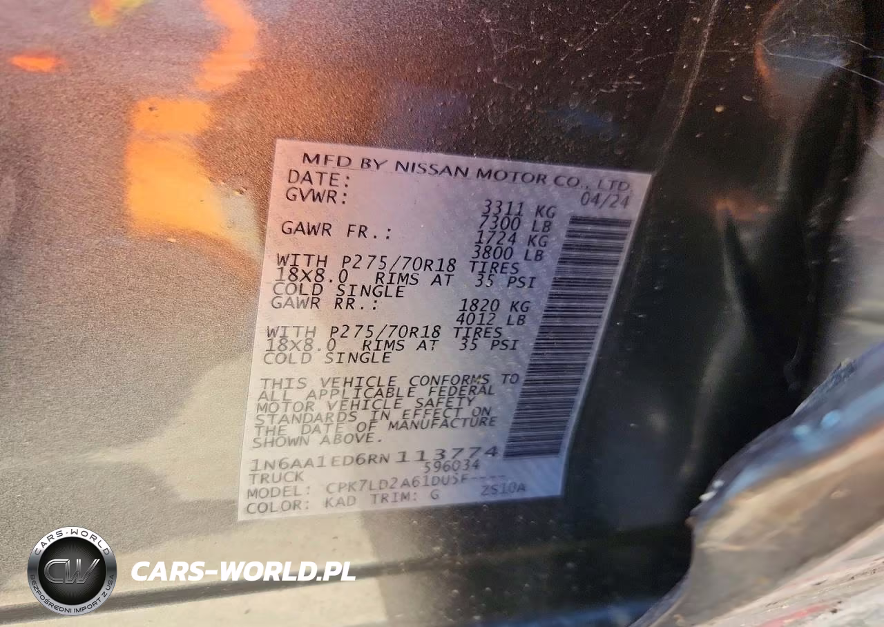 2024 Nissan Titan Pro-4X VIN:1N6AA1ED6RN113774 - 12