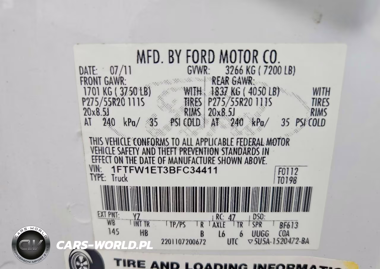2011 Ford F150 Supercrew VIN:1FTFW1ET3BFC34411 - 13