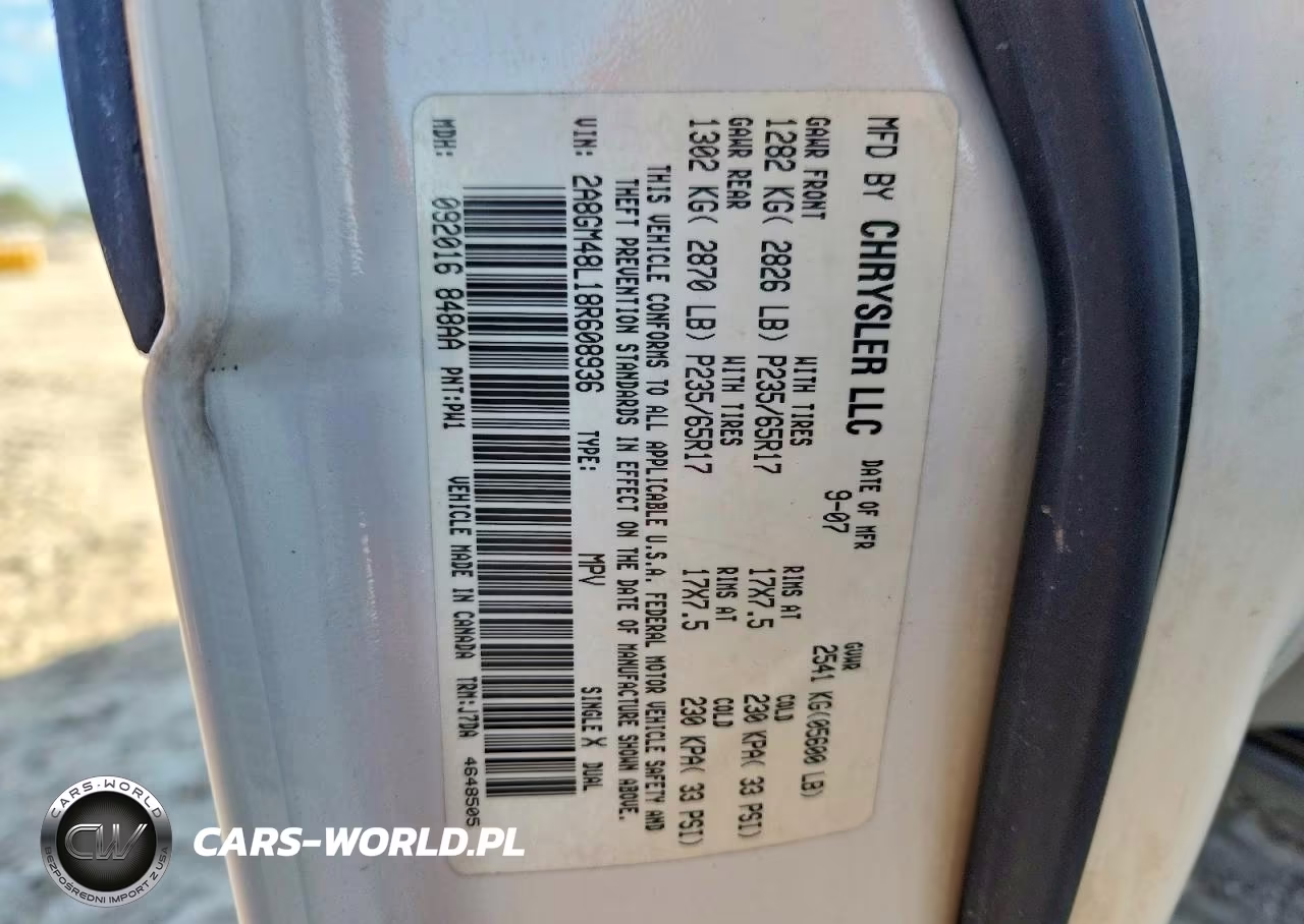 2008 Chrysler Pacifica Lx VIN:2A8GM48L18R608936 - 13