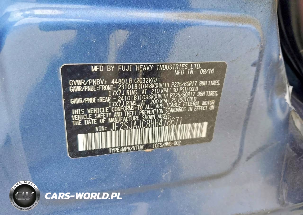 2017 Subaru Forester 2.5I Limited VIN:JF2SJAJC8HH478671 - 13