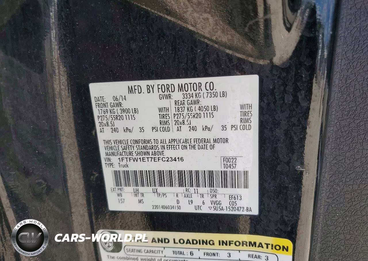 2014 Ford F150 Supercrew VIN:1FTFW1ET7EFC23416 - 12