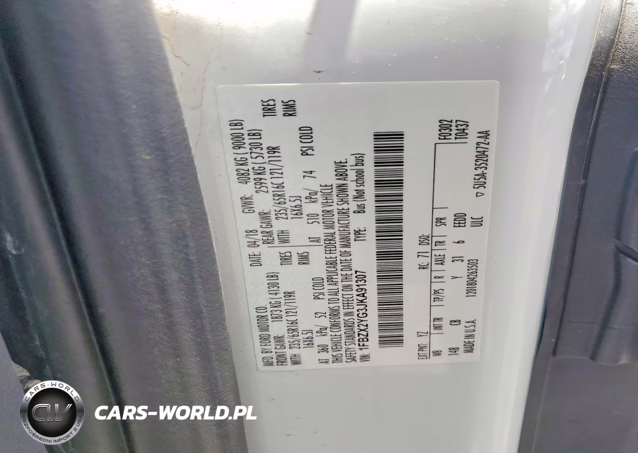 2018 Ford Transit T-350 VIN:1FBZX2YG3JKA91307 - 13