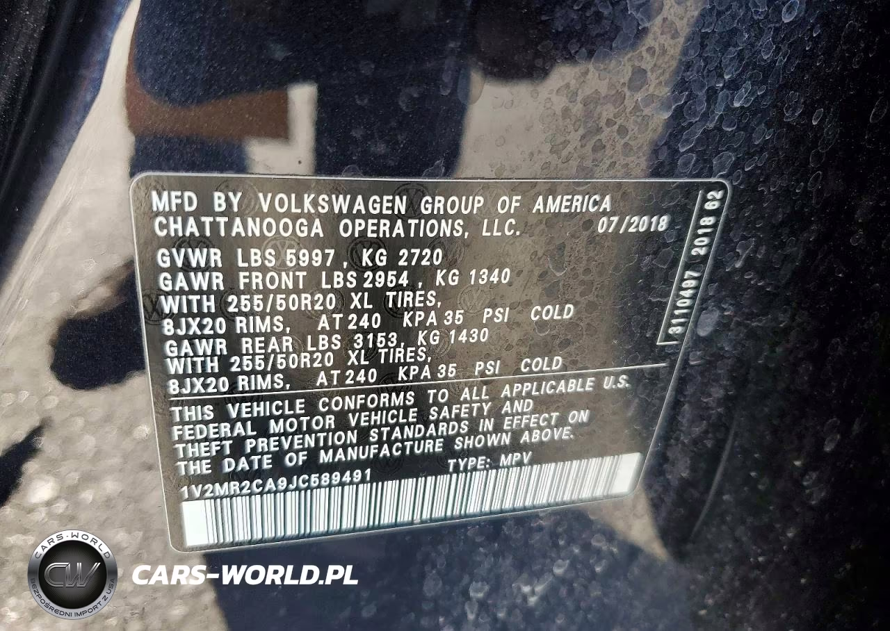 2018 Volkswagen Atlas Sel VIN:1V2MR2CA9JC589491 - 13