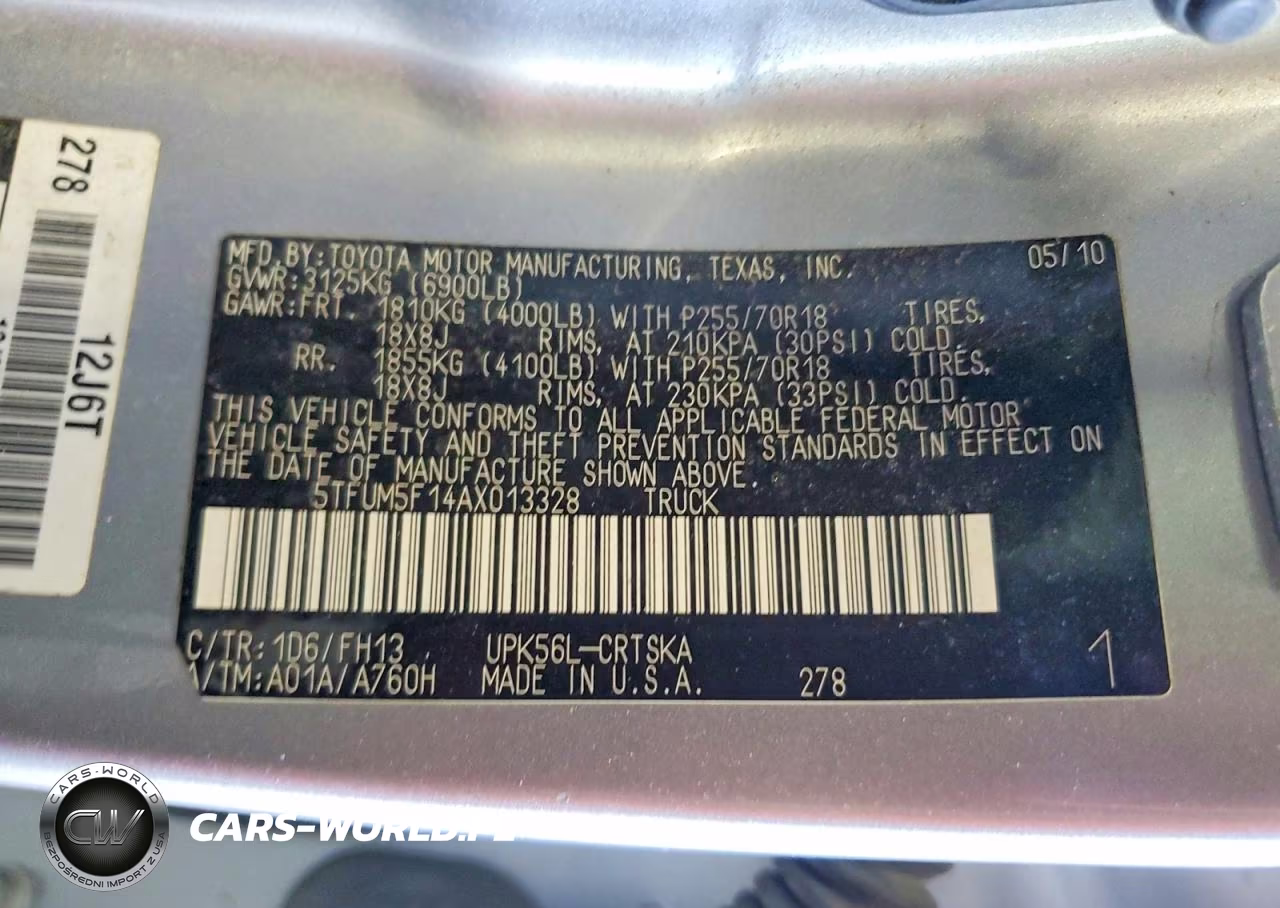 2010 Toyota Tundra Double Cab Sr5 VIN:5TFUM5F14AX013328 - 12