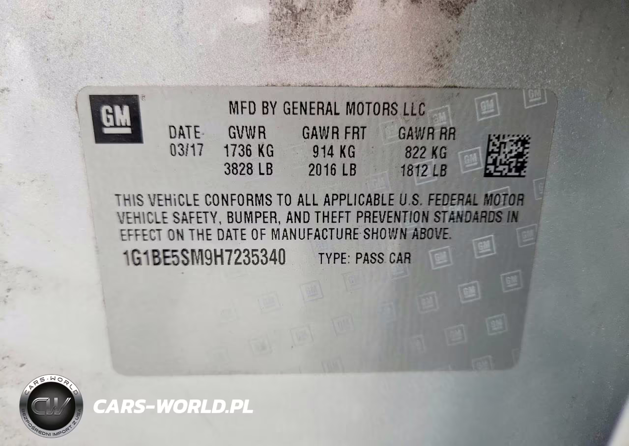 2017 Chevrolet Cruze Lt VIN:1G1BE5SM9H7235340 - 12