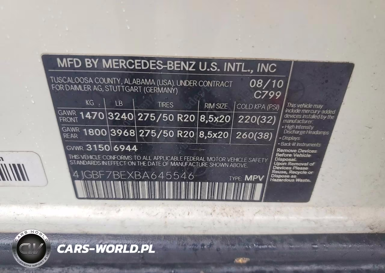2011 Mercedes-Benz Gl 450 4Matic VIN:4JGBF7BEXBA645546 - 12