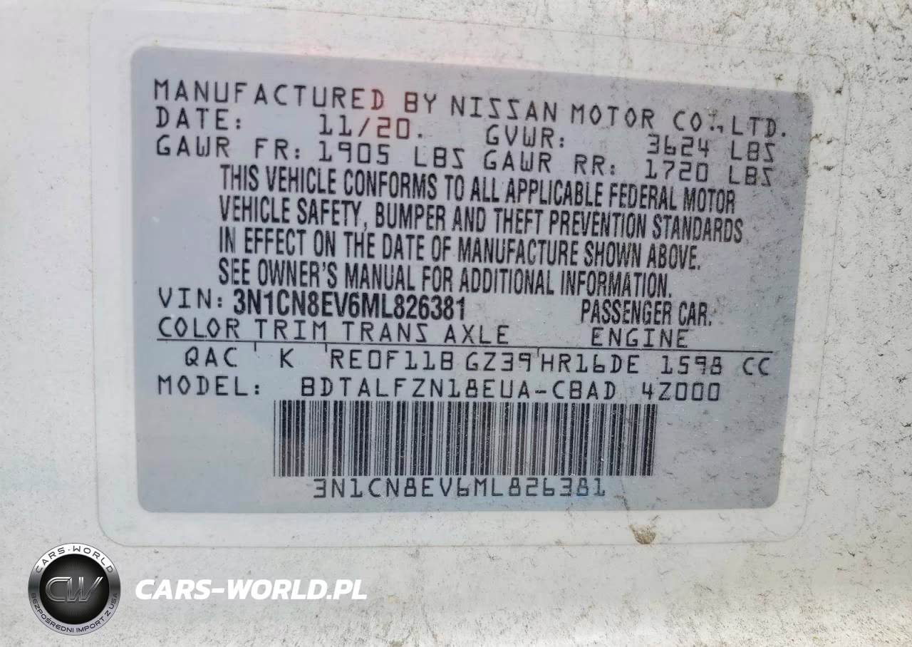 2021 Nissan Versa Sv VIN:3N1CN8EV6ML826381 - 12